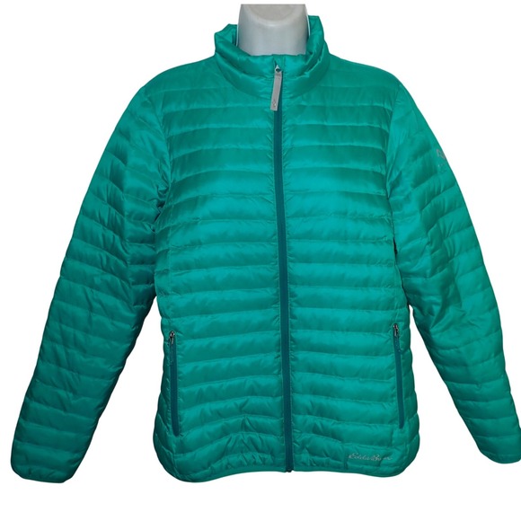 Eddie Bauer Travex EB700 Women's Puffer Jacket M Green Full Zip Winter Outdoor - Picture 1 of 8